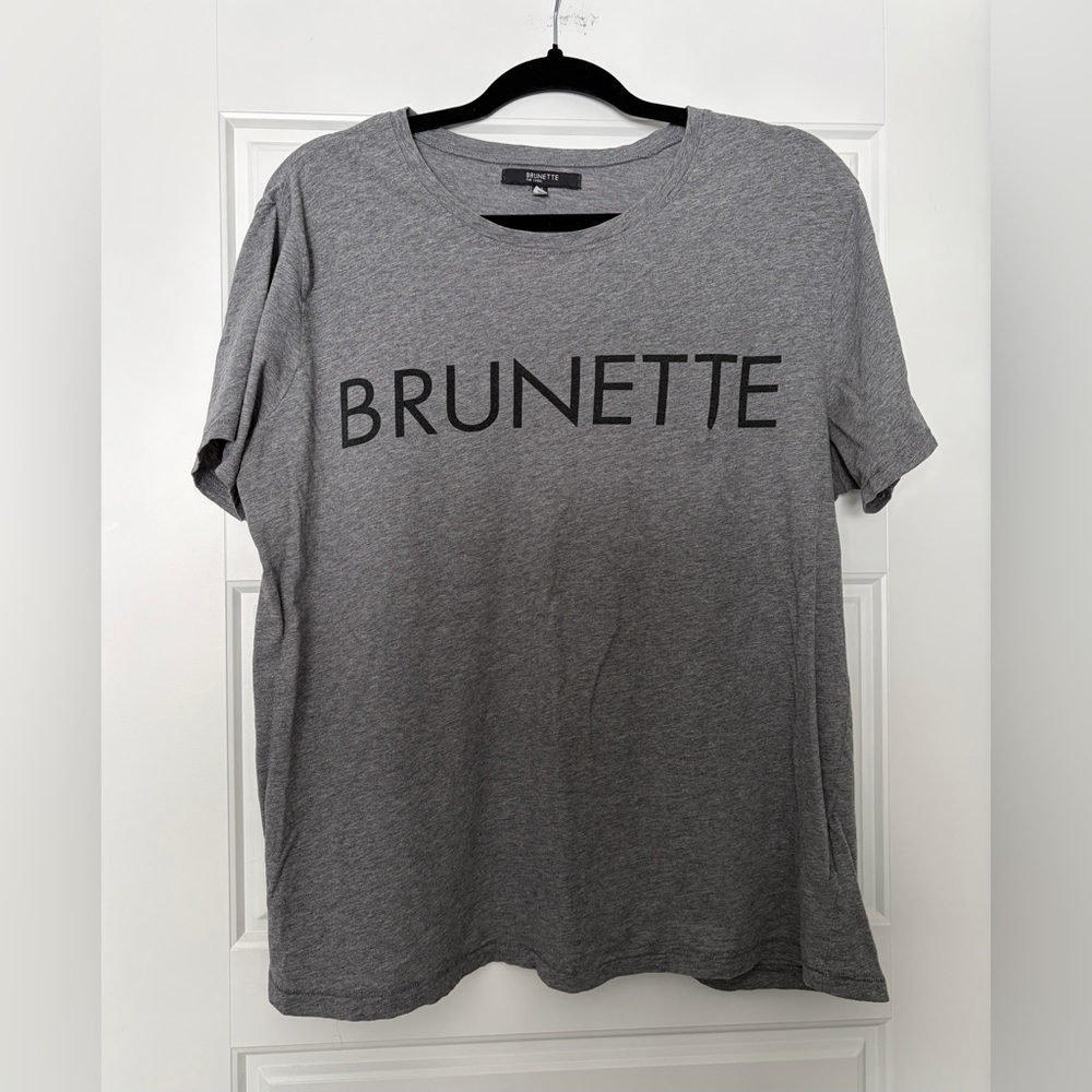 Brunette The Label Gray Tee with Black Tag Detail